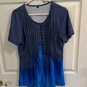 Elegant Navy and Blue Ombre Button Down Shirt